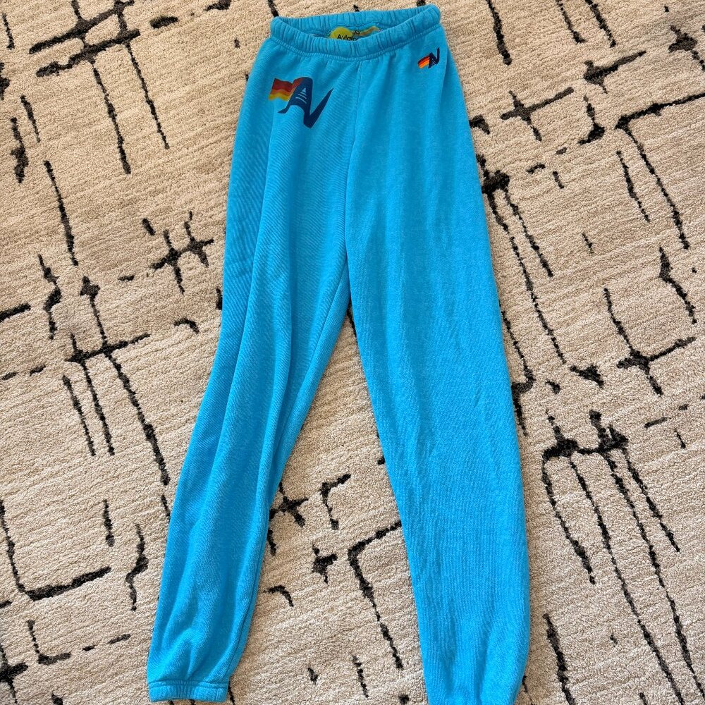 Aviator Nation Logo Sweatpants, XS, Color Sky